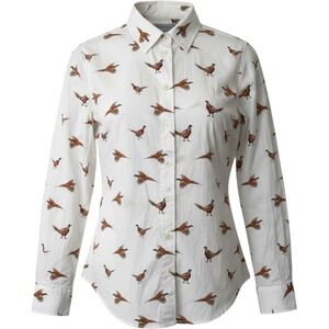 Schoffel Womens Pheasant Print Button Down Shirt  Western Boho Classic Size US 4